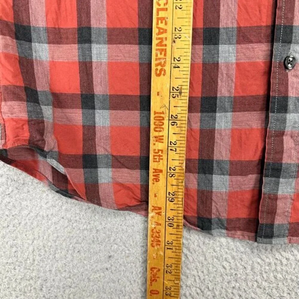 J. Crew Dress Shirt Adult Large 16-16.5 Red Gray Plaid Button Down Pocket Mens